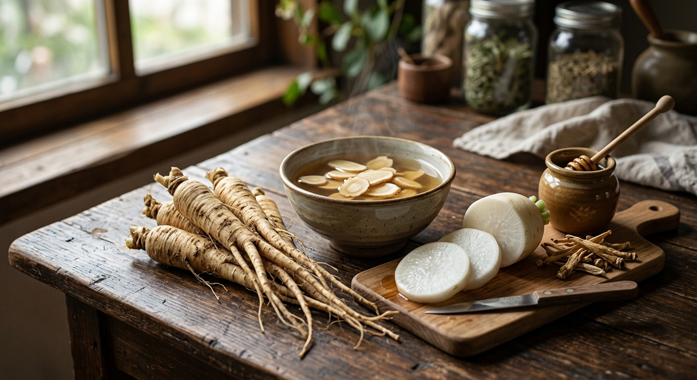 기관지 건강에 좋은 도라지 요리와 도라지차 이미지