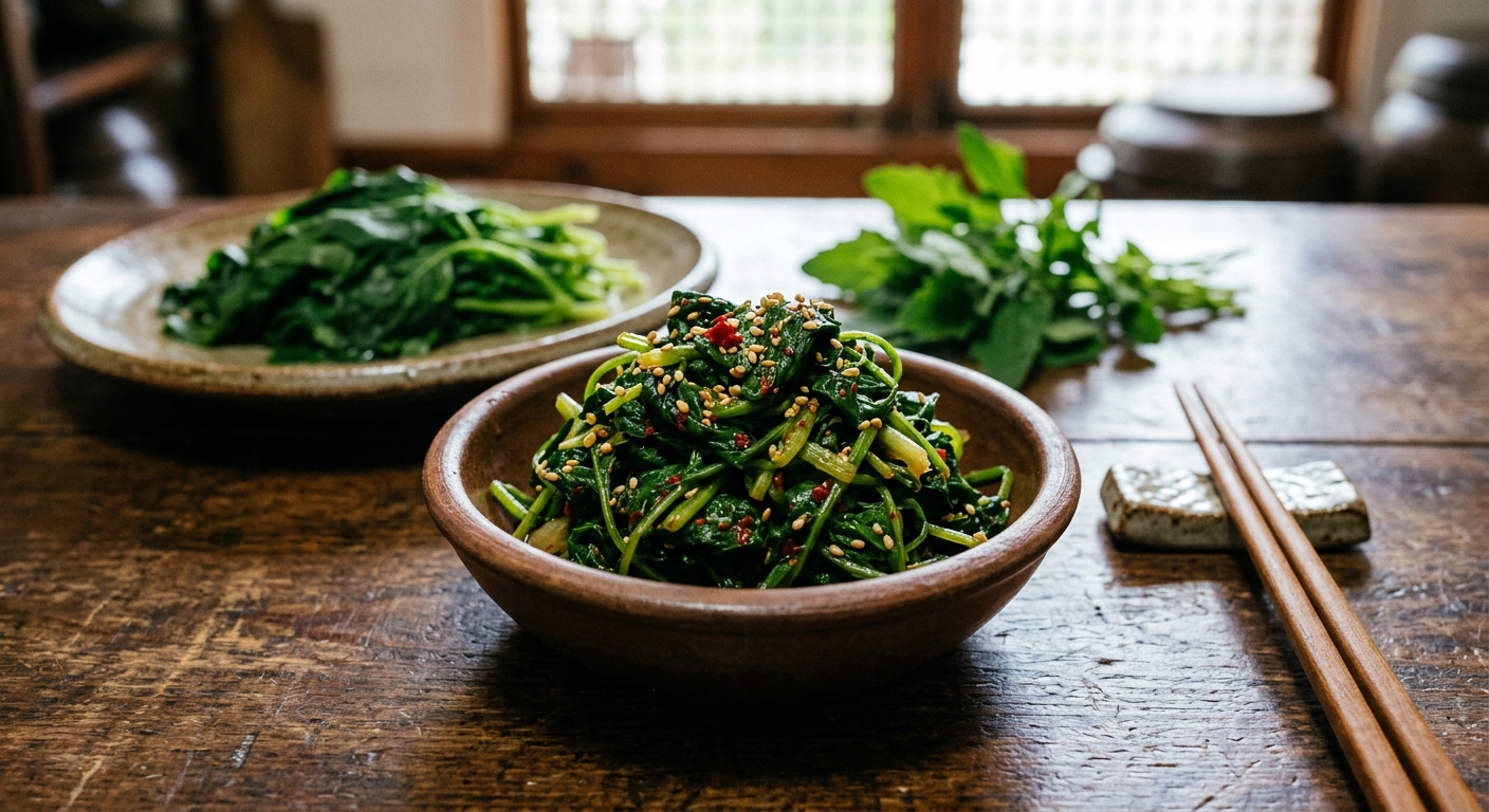참기름과 통깨를 넣어 무친 명아주나물