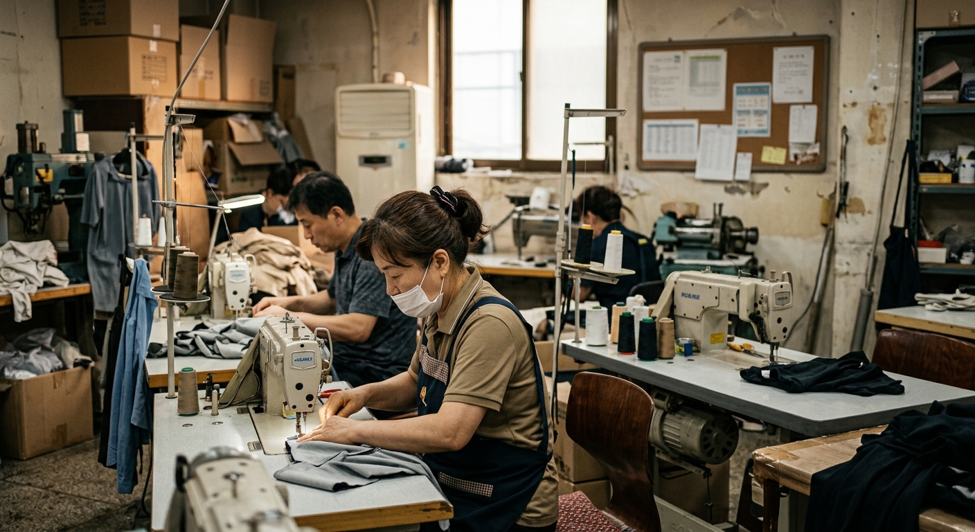 소상공인 점주와 직원이 함께 일하는 매장 내부의 현실적인 모습