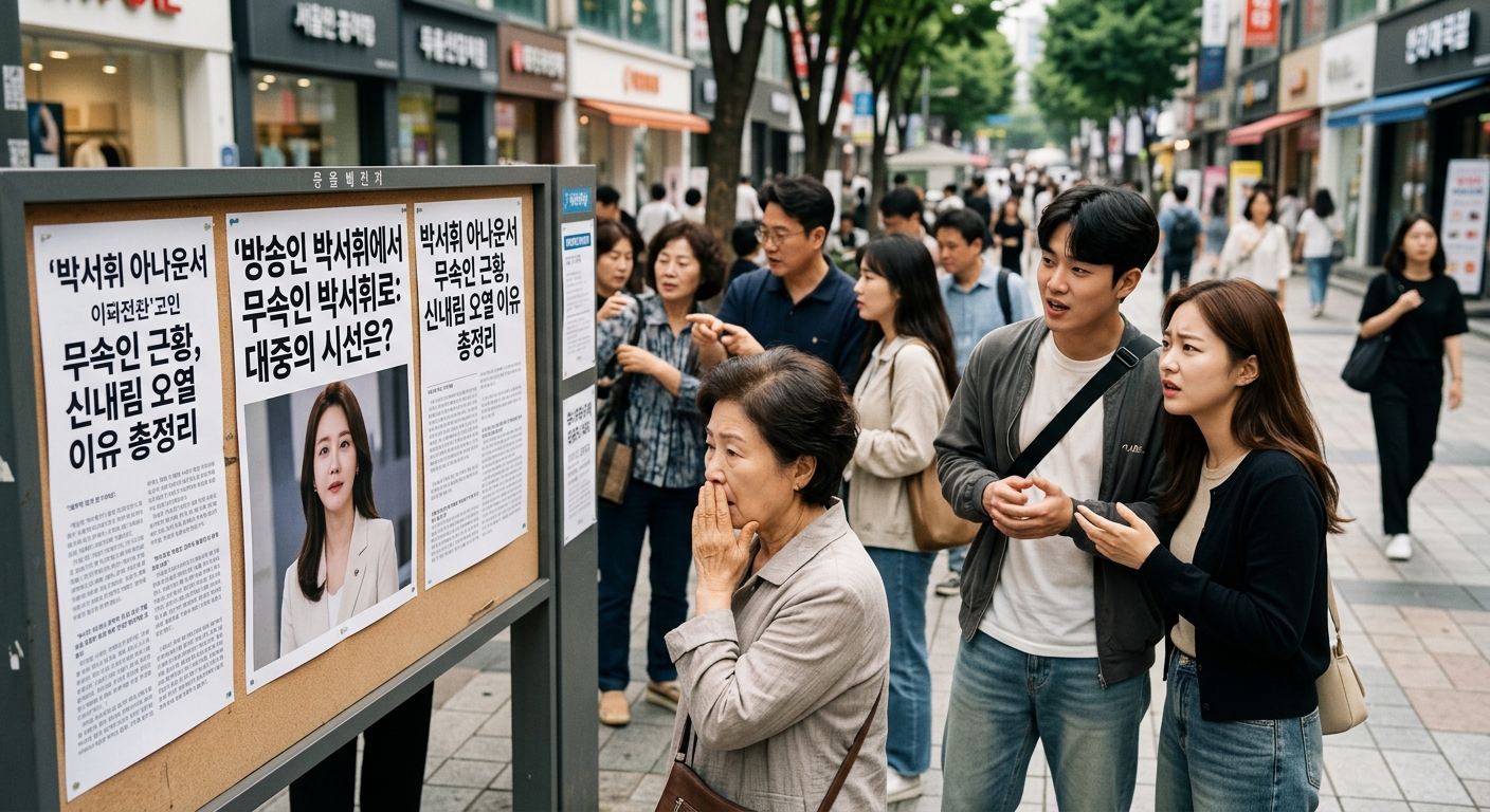 서로 다른 반응과 시선을 상징하는 군중 속 한 인물의 변화된 정체성을 표현한 이미지