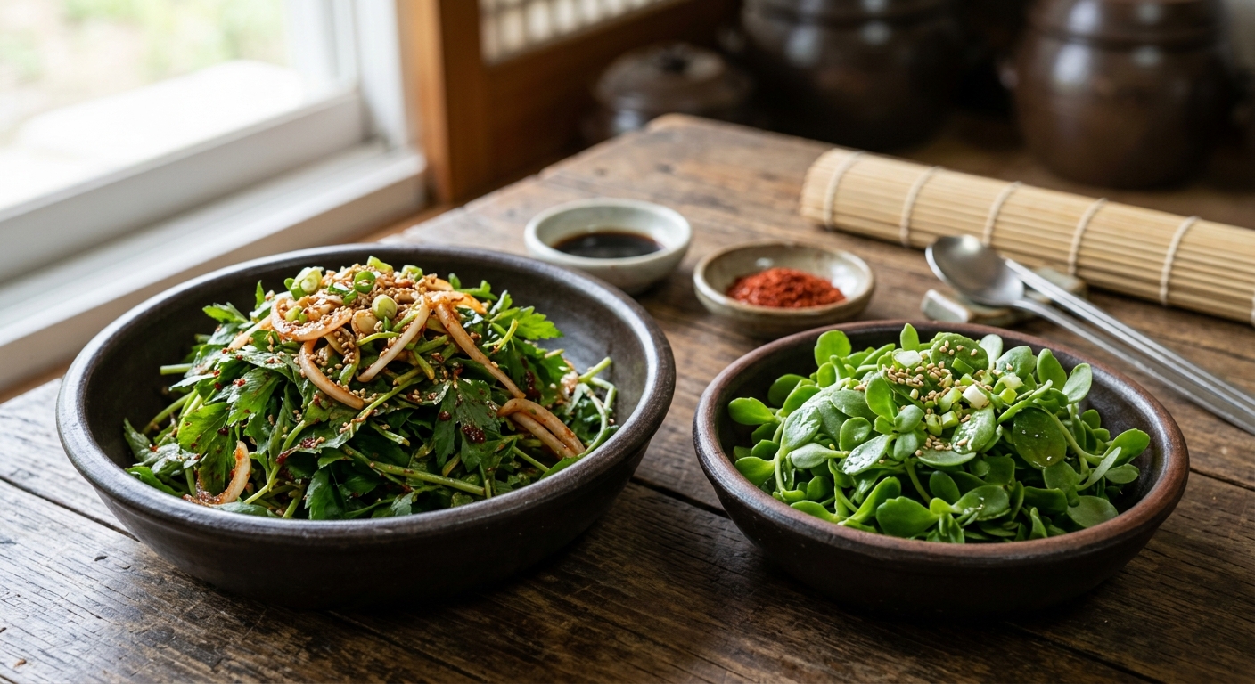 봄철 제철 돌나물이 신선하게 담긴 모습