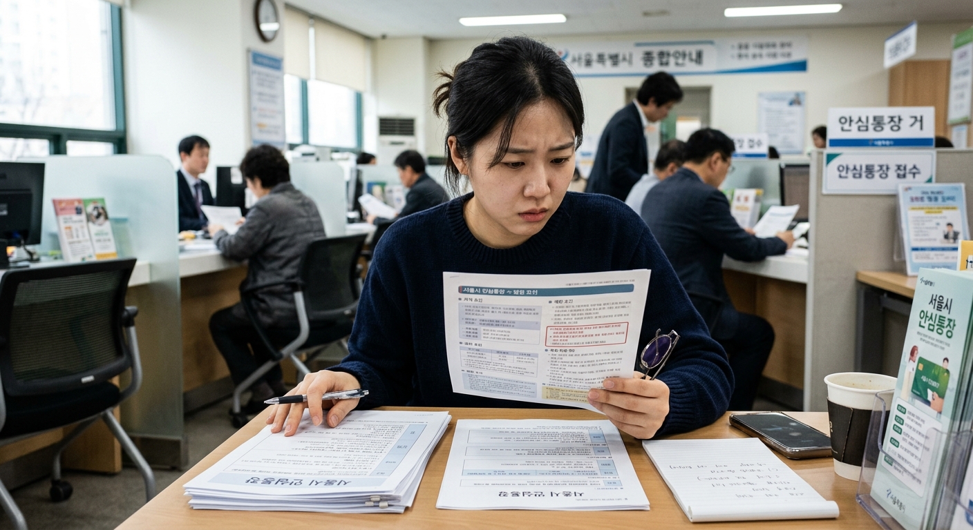 여러 금융 이용 내역과 카드 현금서비스 기록을 확인하는 자영업자