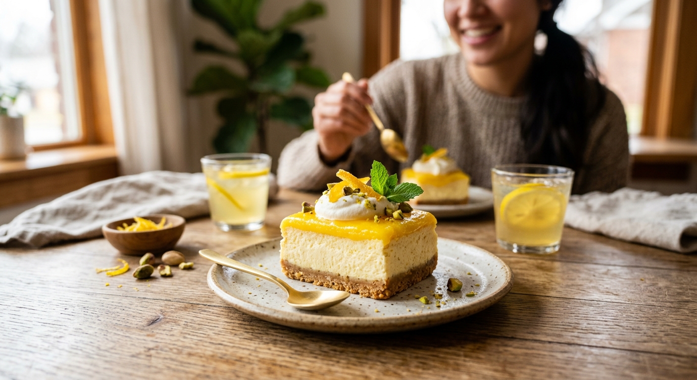 냉장 보관 후 스푼으로 떠먹는 상큼한 고단백 유자 무스 디저트
