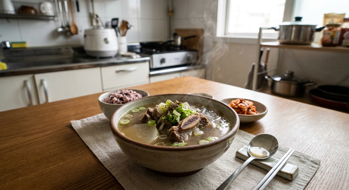 간단한 재료로 빠르게 만든 갈비탕 스타일 집밥 한 상