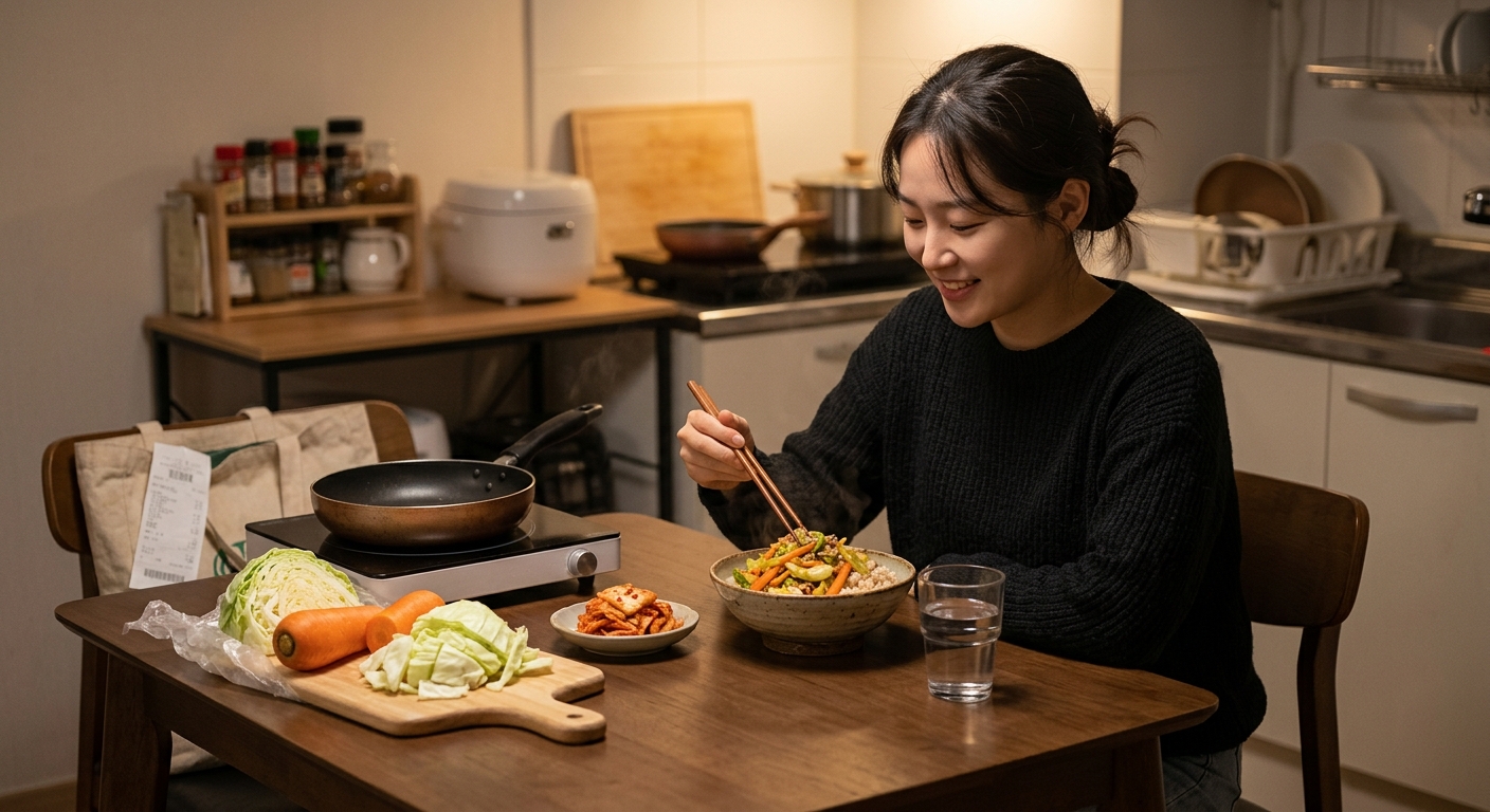 냉장고에 손질해 보관한 양배추와 당근 용기