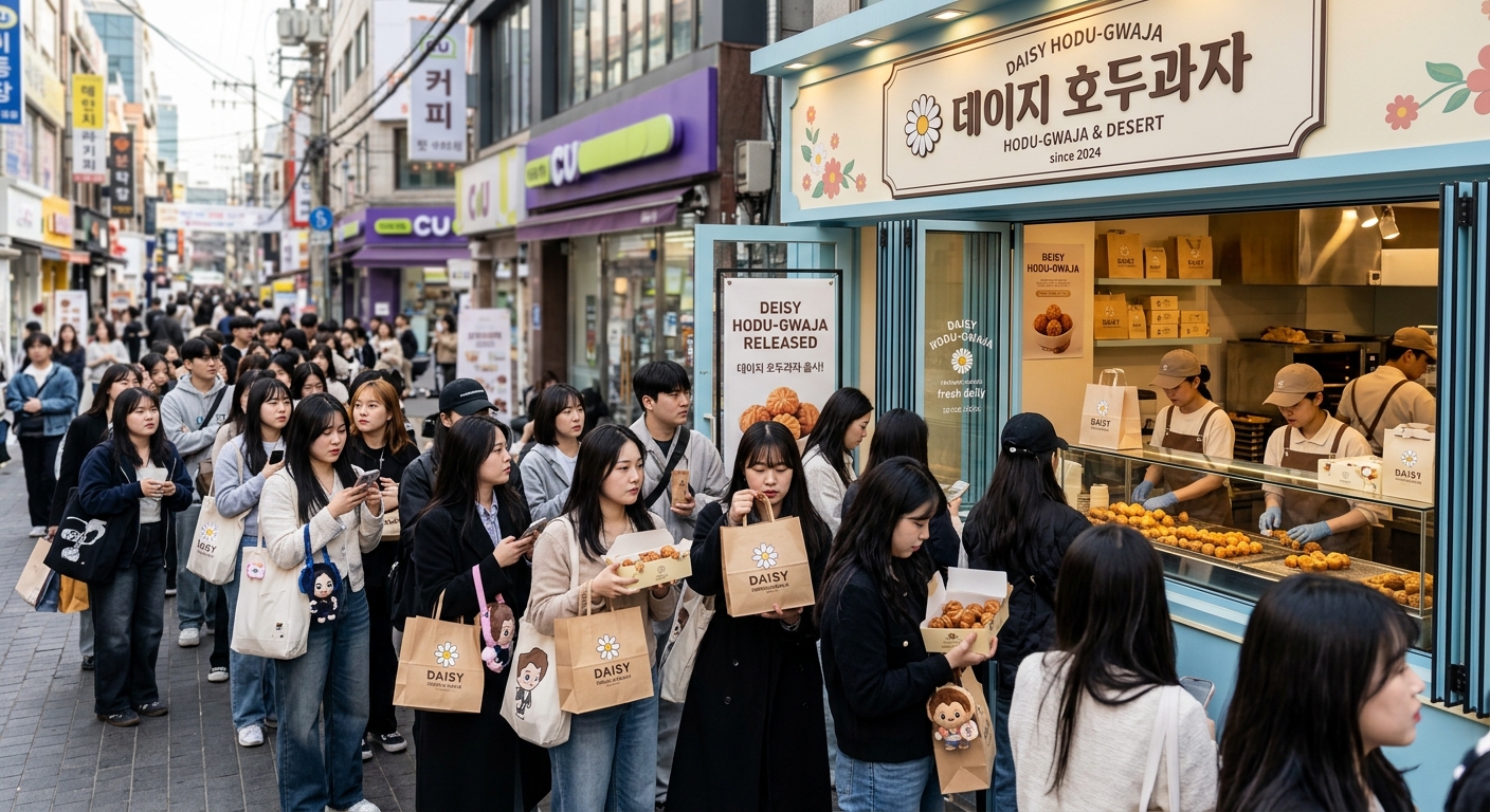 팬덤 문화와 프리미엄 디저트 소비가 만나는 팝업 현장 분위기