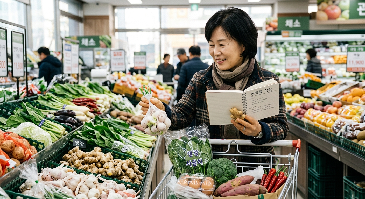 균형 잡힌 식단과 채소, 단백질, 물이 함께 놓인 건강한 식탁