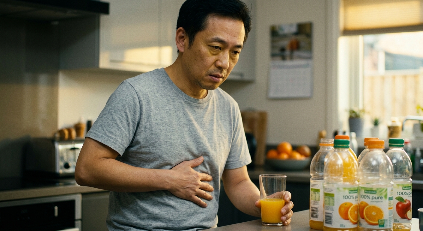 건강검진 결과표를 보며 생활 습관을 점검하는 사람의 모습