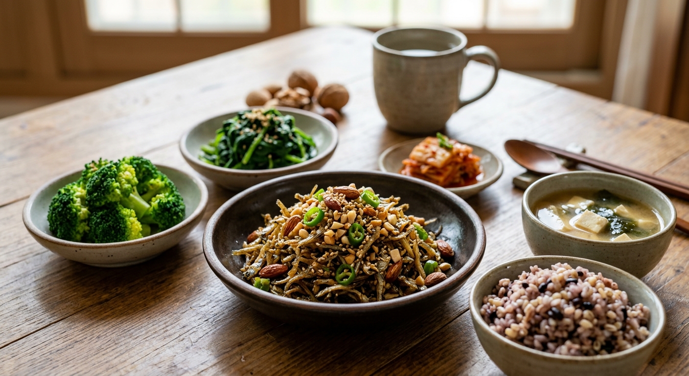윤기 있게 볶아진 멸치볶음이 작은 그릇에 담긴 모습