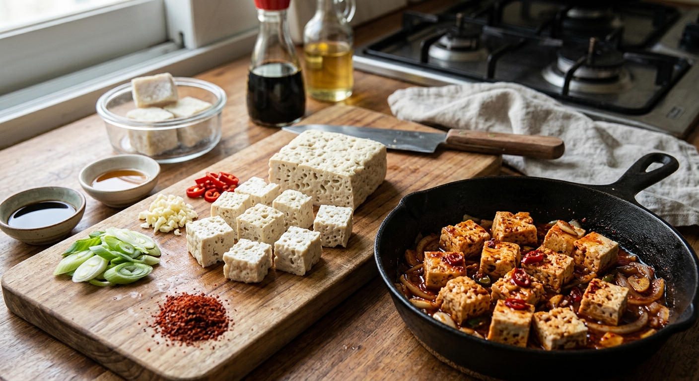 밀폐용기에 나눠 담아 냉동 보관 중인 두부와 손질된 언두부 이미지