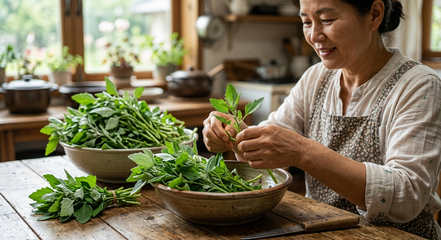 깨끗하고 안전하게 준비한 명아주 식재료