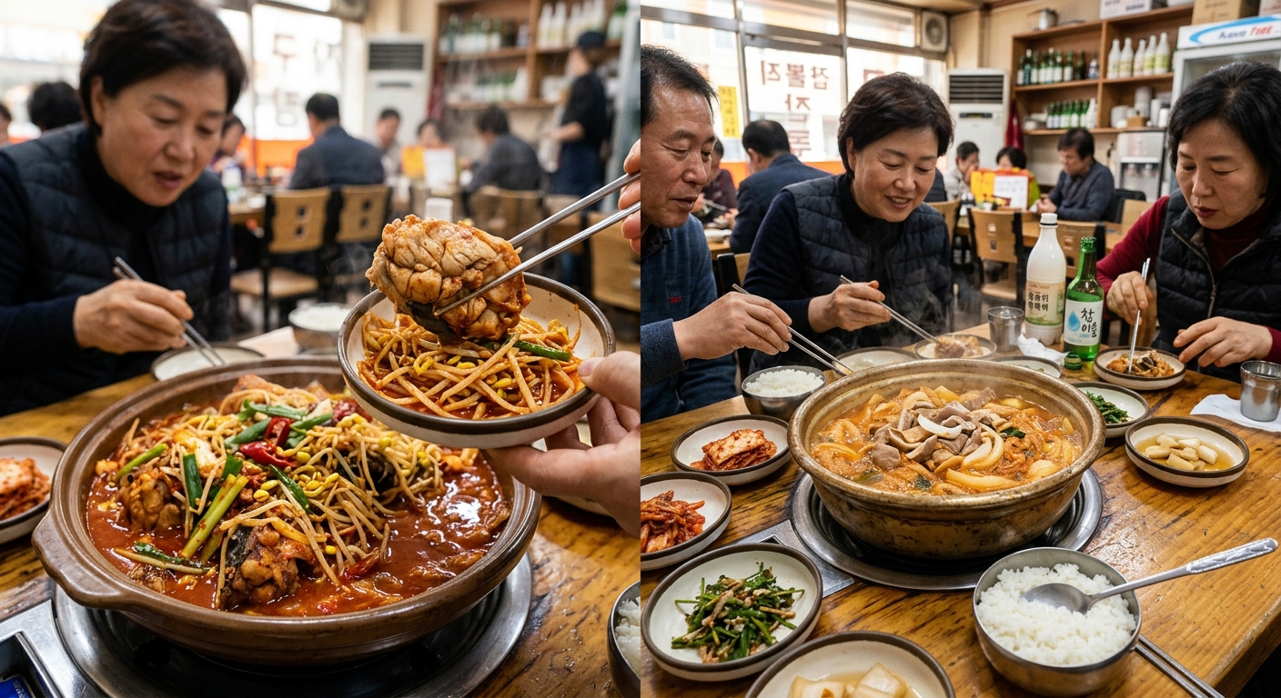 지역 음식의 개성과 특수부위 요리를 함께 담은 식탁 풍경