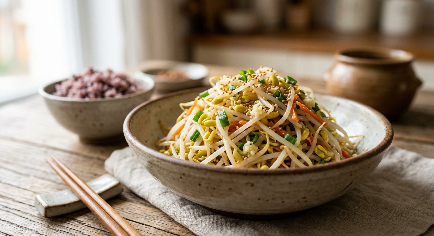 고기 요리와 함께 곁들여 먹기 좋은 아삭한 숙주무침 상차림