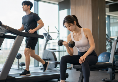 유산소 운동과 근력 운동을 함께 하는 모습