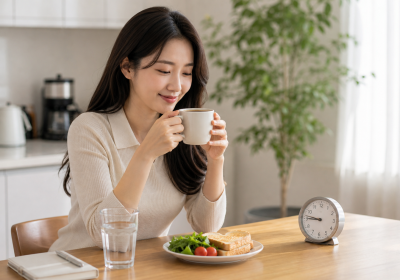 하루 적정량의 커피를 마시는 모습을 표현한 이미지