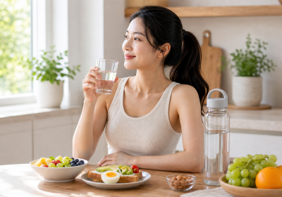 물 한 잔을 마시는 모습과 하루 수분 섭취를 표현한 이미지 한눈에 보기 '하루 2리터'는 절대 공식이 아니라 대략의 기준입니다. 필요량은 체격·활동량·날씨·식사에 따라 다릅니다. 음식에도 수분이 많아, 마시는 물 전부가 2리터일 필요는 없습니다. 가장 쉬운 확인법은 소변 색깔 — 연한 노란색이면 적당합니다. 한 번에 몰아 마시기보다 하루 동안 조금씩 나눠 마시는 것이 좋습니다. "하루에 물 2리터는 꼭 마셔야 한다"는 말, 한 번쯤 들어보셨을 겁니다. 그런데 정말 누구나 2리터를 마셔야 할까요? 결론부터 말하면, 물 권장량은 사람마다 다르고 '마시는 물'만으로 채울 필요도 없습니다. 이 글에서 내 몸에 맞는 수분량과 잘 마시는 법을 정리합니다. 1. '하루 2리터' 공식의 진실 '하루 2리터'는 절대 기준이 아니라 대략의 가이드일 뿐이다 하루 2리터(8잔)라는 숫자는 기억하기 쉬운 기준일 뿐, 모두에게 똑같이 적용되는 공식이 아닙니다. 실제 필요한 수분량은 체격, 활동량, 기온과 습도, 그날 먹은 음식에 따라 크게 달라집니다. 땀을 많이 흘린 날이나 더운 여름에는 더 필요하고, 활동이 적은 날에는 덜 필요합니다. 또 하나 중요한 점은, 우리가 섭취하는 수분의 상당 부분이 음식에서 온다는 것입니다. 국, 과일, 채소, 우유, 커피·차에도 물이 들어 있습니다. 그래서 '마시는 물'만 2리터를 채워야 하는 것은 아닙니다. 2. 내 몸에 맞는 수분량 확인하는 법 숫자를 세는 것보다 몸의 신호를 읽는 것이 정확하다 복잡하게 양을 계산하기보다 몸이 보내는 신호를 보는 편이 쉽고 정확합니다. 소변 색깔: 가장 간단한 지표입니다. 연한 노란색(레모네이드 색)이면 적당하고, 진한 노란색·갈색이면 수분이 부족하다는 신호입니다. 갈증: 목이 마르면 이미 약간 부족한 상태일 수 있으니, 갈증을 느끼기 전 틈틈이 마시는 것이 좋습니다. 그 외 신호: 두통, 피로감, 입 마름, 집중력 저하가 수분 부족과 함께 오기도 합니다. 3. 물 잘 마시는 타이밍 한 번에 몰아 마시기보다 하루 동안 나눠 마시는 것이 좋다 같은 양이라도 한 번에 벌컥 마시면 대부분 소변으로 빠져나갑니다. 하루 동안 조금씩 나눠 마시는 편이 흡수에 유리합니다. 다음 타이밍을 기억하면 자연스럽게 챙길 수 있습니다. 아침 기상 직후: 자는 동안 빠진 수분을 보충하는 한 잔. 식사 전: 가벼운 한 잔이 포만감에 도움이 되기도 합니다(식사 중 과음은 사람에 따라 더부룩할 수 있어 적당히). 운동 전·중·후: 땀으로 빠진 만큼 채워 줍니다. 틈틈이: 책상에 물병을 두고 손이 갈 때마다 한 모금씩. 4. 흔한 오해와 주의할 점 많이 마실수록 좋은 것은 아니며, 지나치면 오히려 해롭다 "많이 마실수록 좋다"? 아닙니다. 단시간에 지나치게 많은 물을 마시면 드물게 저나트륨혈증 같은 문제가 생길 수 있습니다. 적당함이 핵심입니다. 커피·차는 수분이 아니다? 카페인 음료도 대부분 수분 섭취에 기여합니다. 다만 당이 많은 음료로 수분을 채우는 것은 권하지 않습니다. 지병이 있다면: 신장·심장 질환 등이 있으면 수분 섭취량을 조절해야 할 수 있으니 반드시 의료진의 안내를 따르세요. 자주 묻는 질문 (FAQ) Q. 정말 하루에 2리터를 마셔야 하나요?