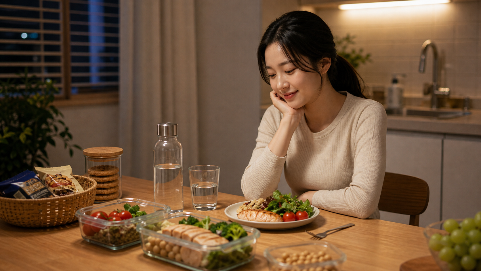 야식과 군것질을 줄이고 물과 식사 계획을 챙기는 간헐적 단식 이미지