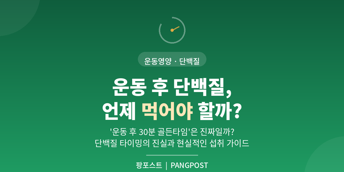 운동 후 단백질 언제 먹어야 할까? (단백질 타이밍의 진실)