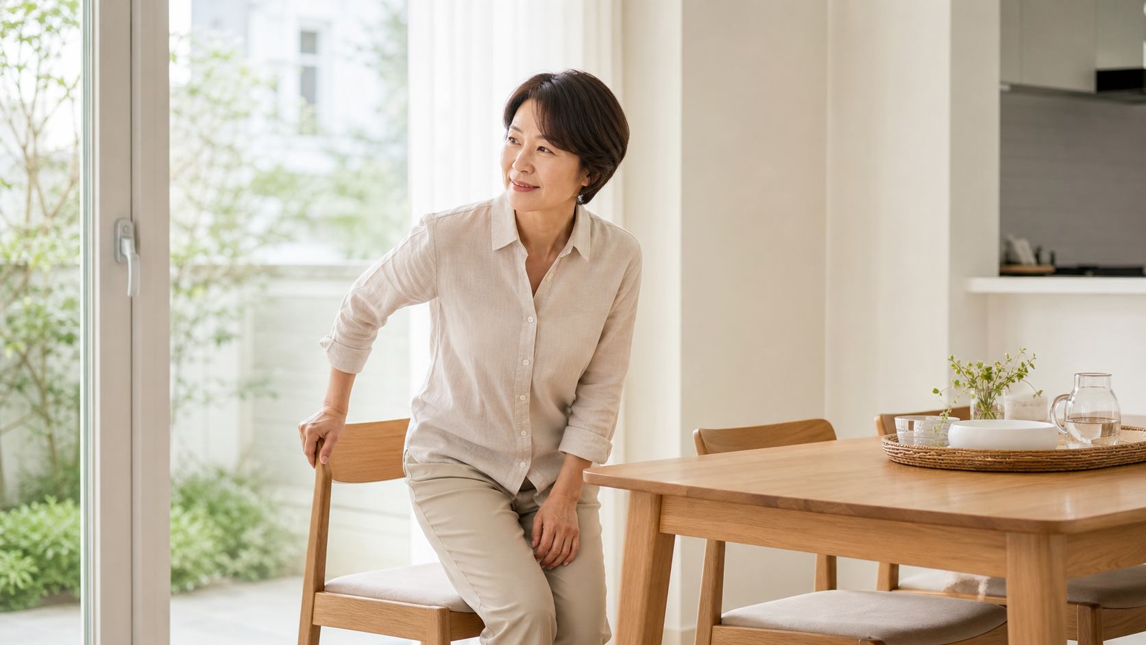앉았다 일어나며 어지러워하는 모습