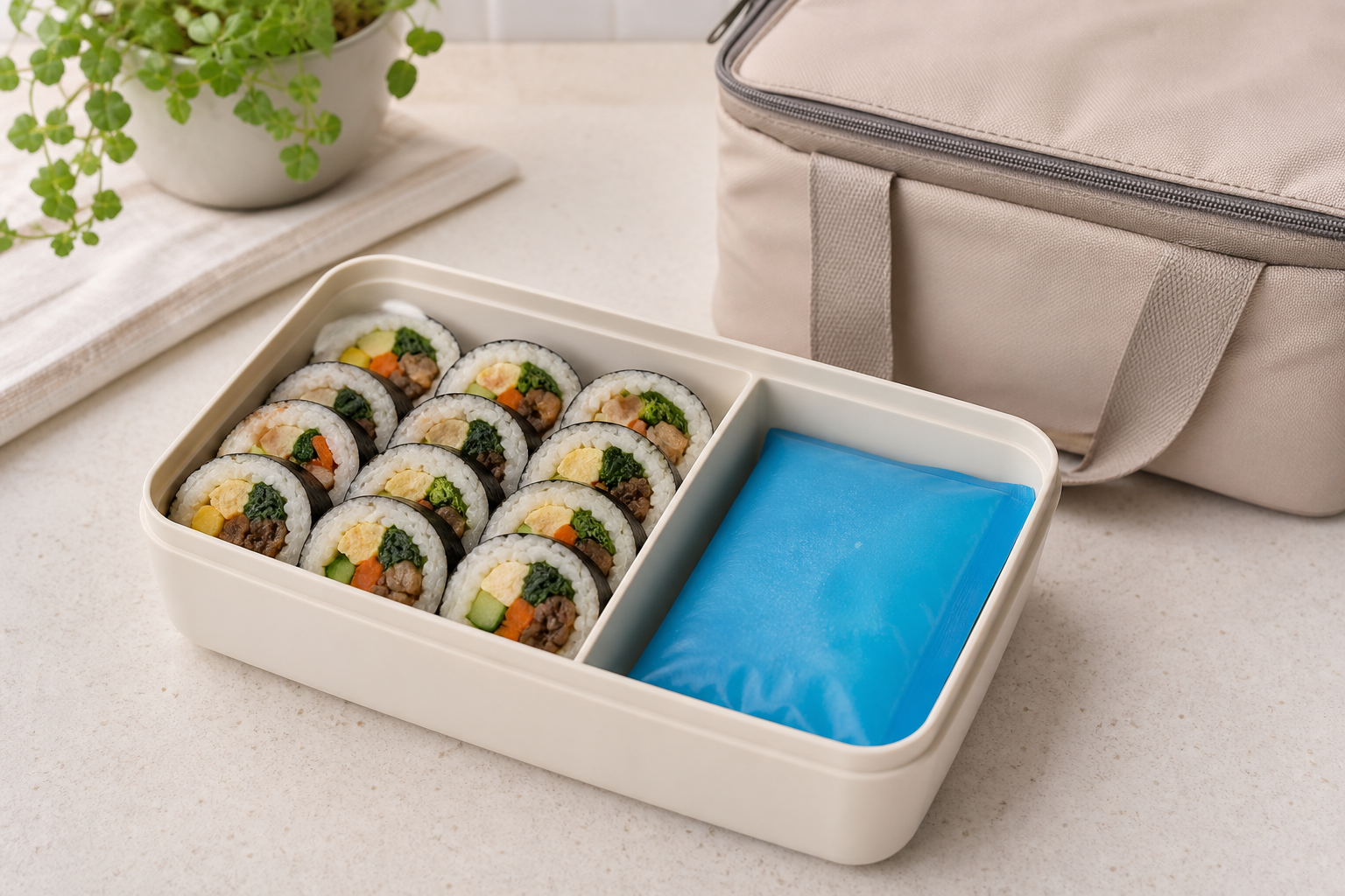 도시락에 담긴 김밥