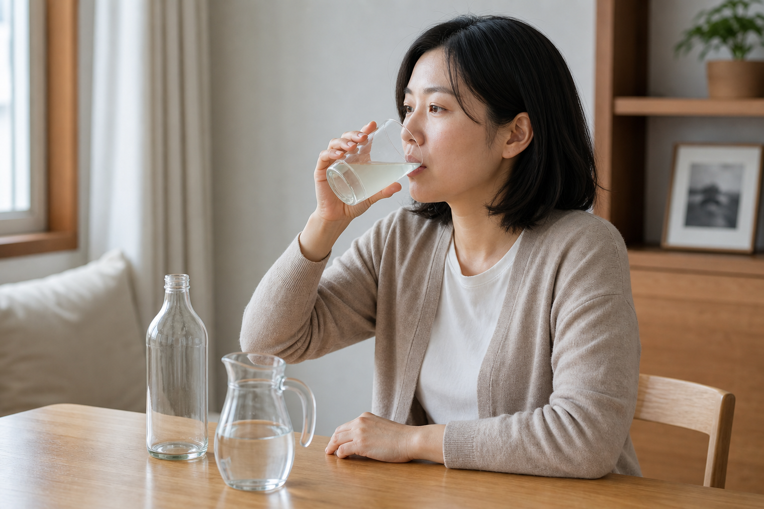 전해질 음료를 마시는 모습