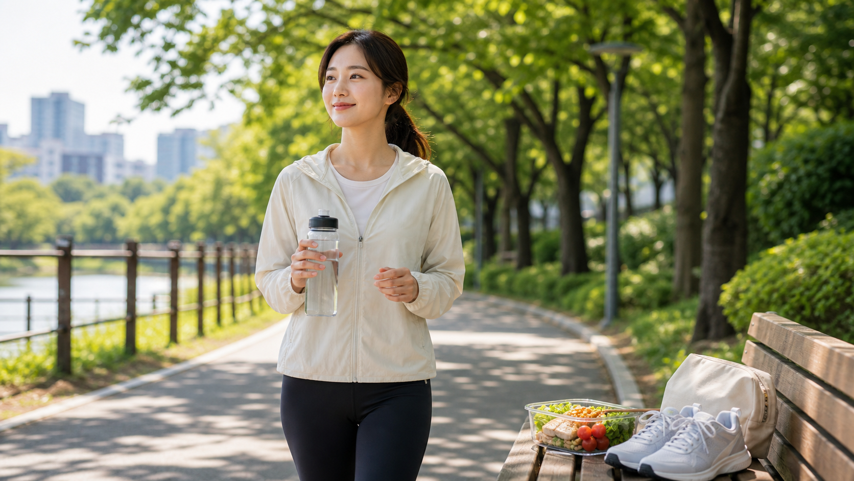 간에 좋다는 보충제보다 식사와 물을 우선하는 모습