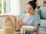 여름철 물병을 챙기며 방광 건강을 관리하는 한국인 여성