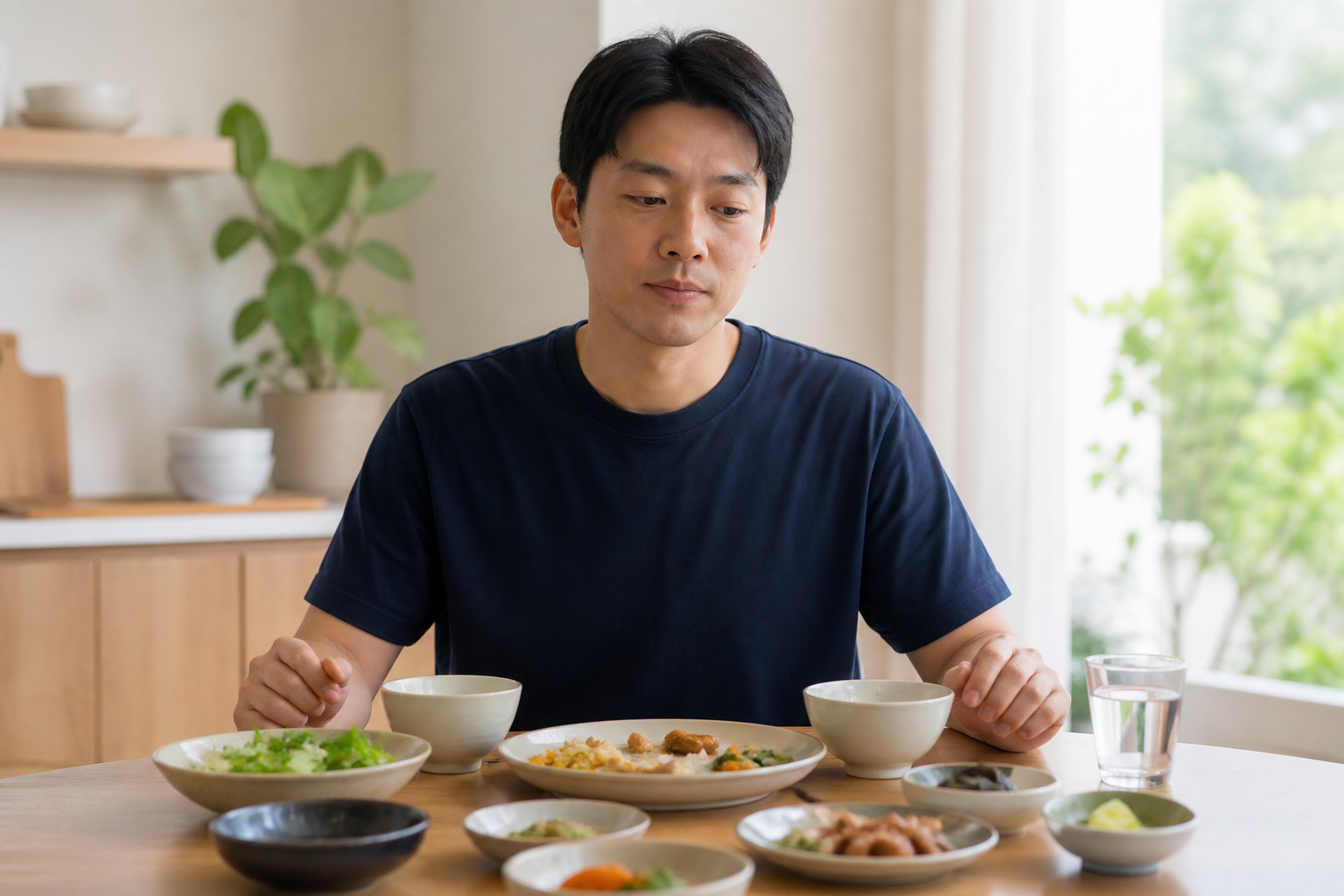 여름철 차가운 국수를 앞둔 식탁