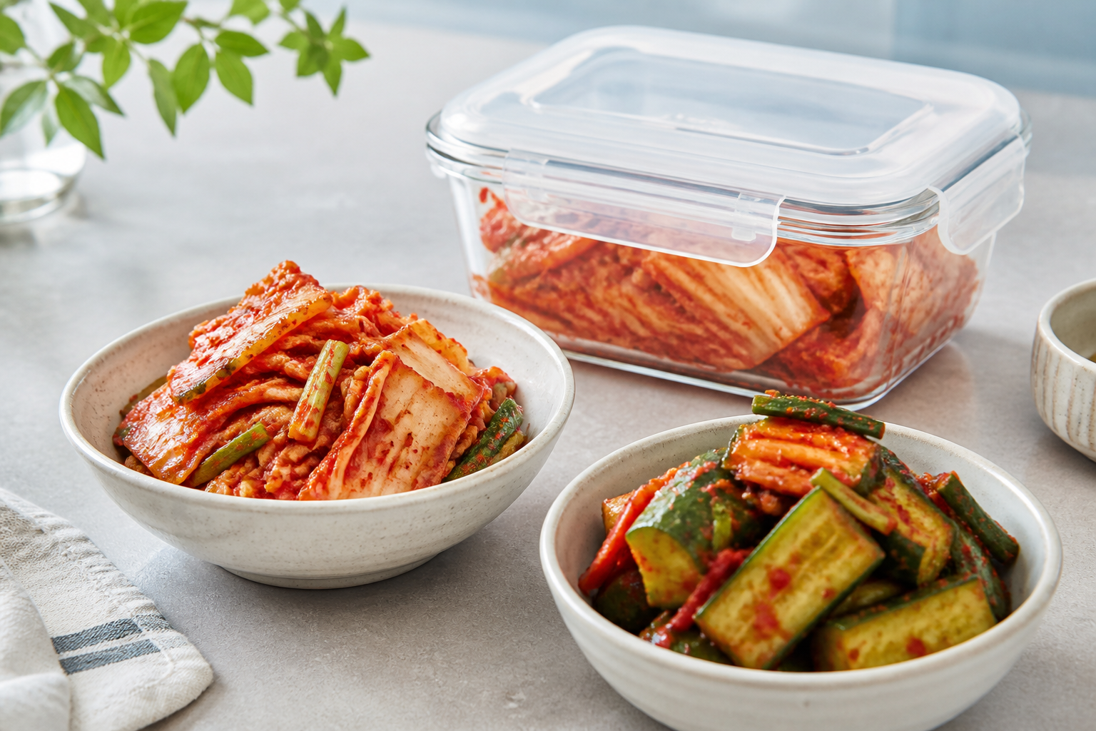 김치와 밀폐 보관 용기