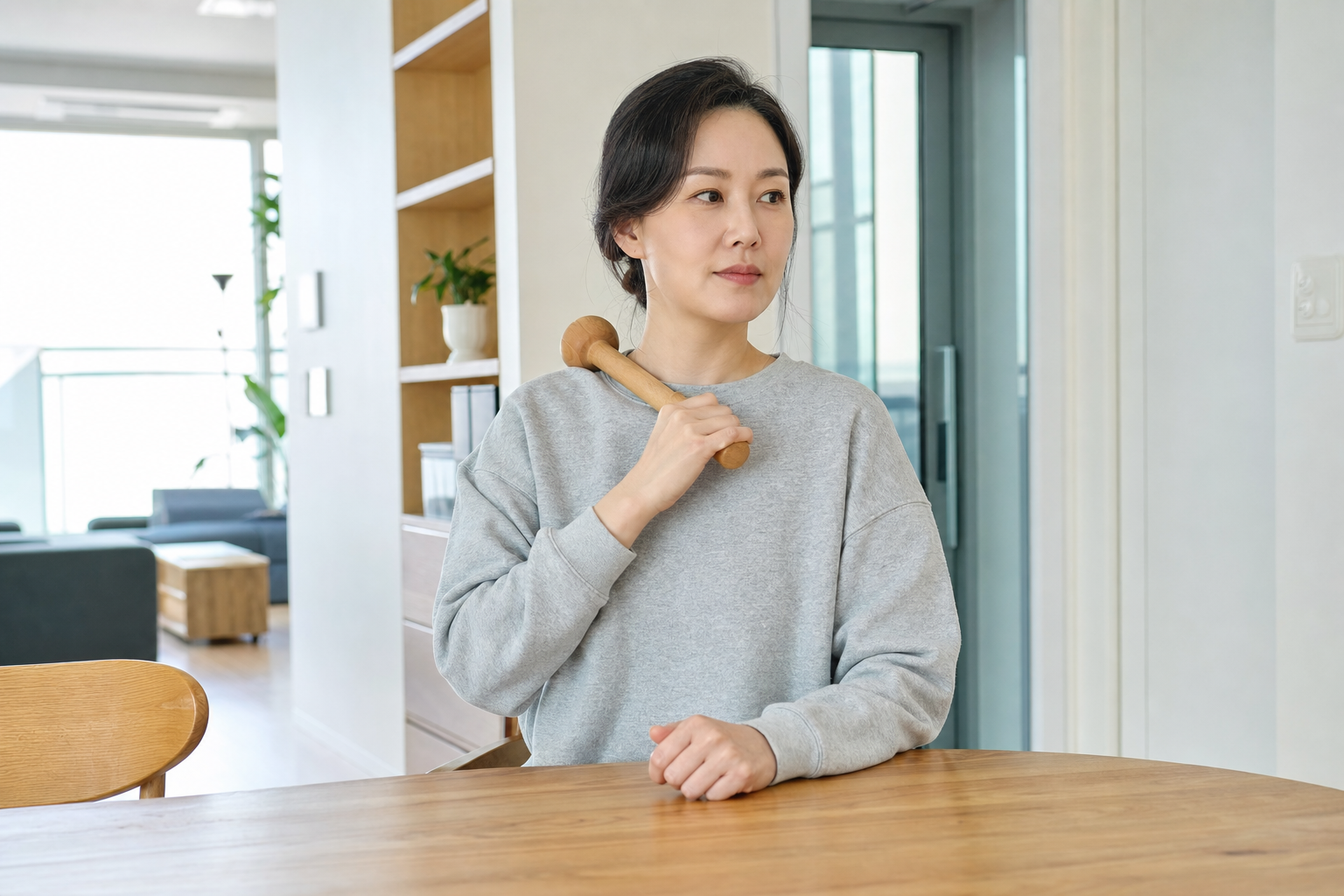 마사지 도구를 사용하는 모습