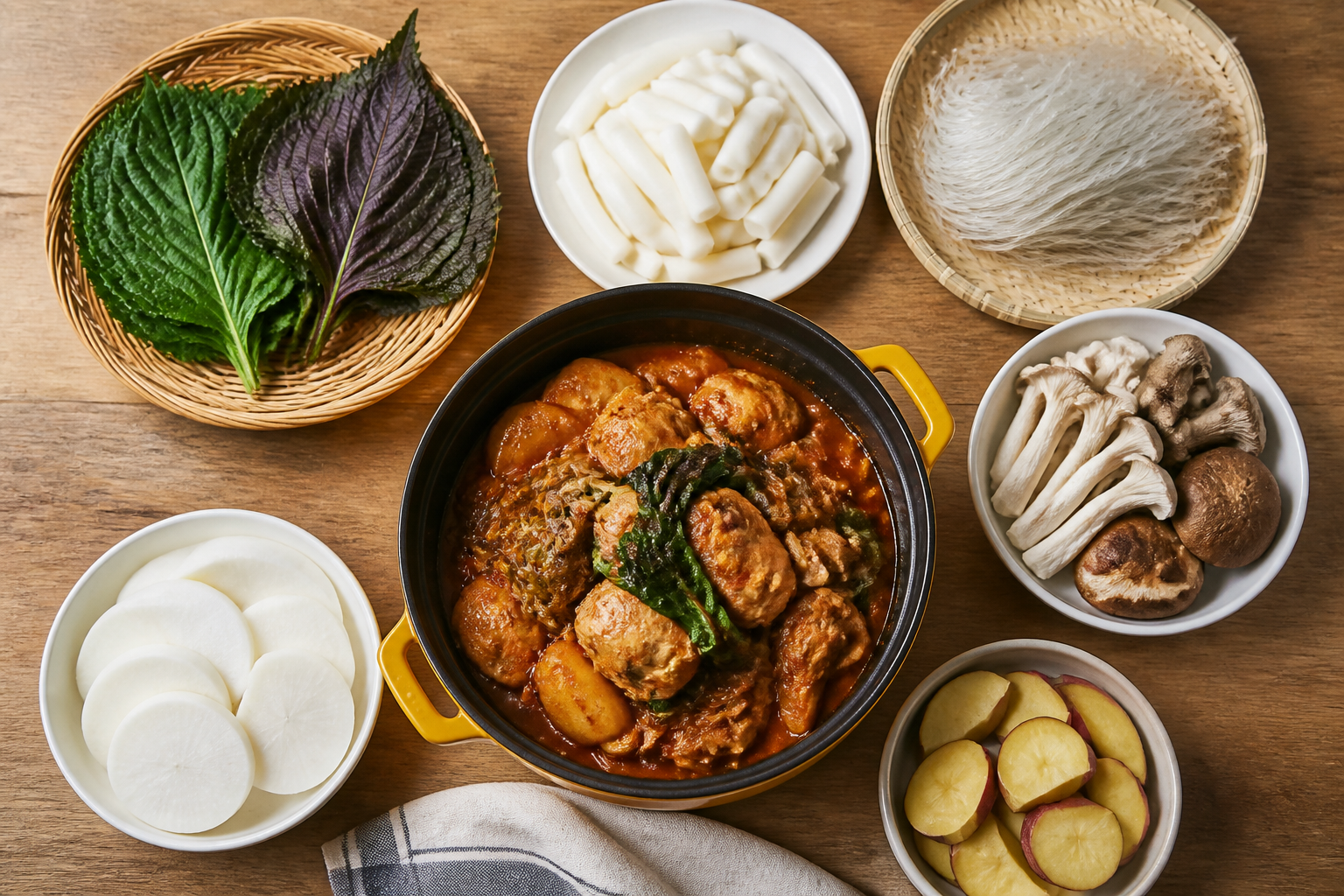 떡 버섯 당면 등 닭볶음탕 응용 재료
