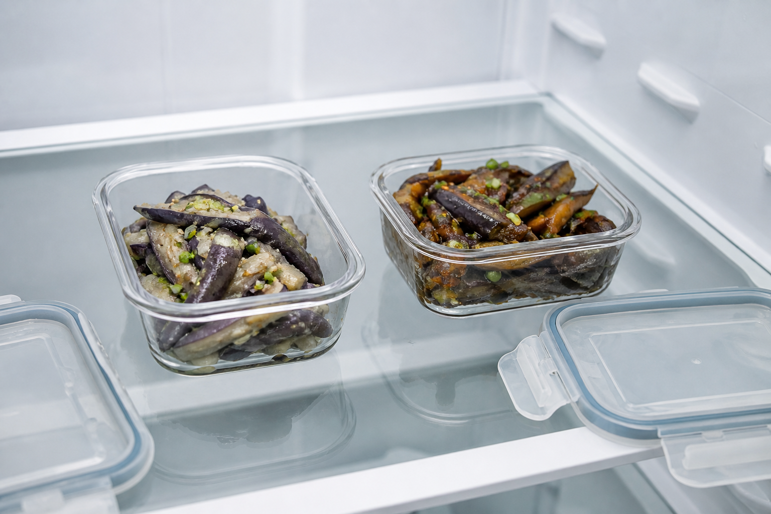 밀폐 용기에 담은 가지 반찬
